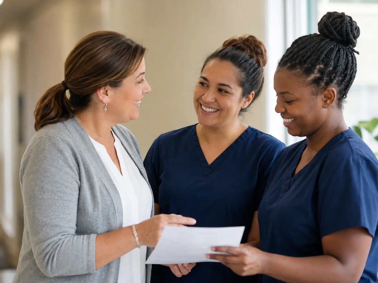 Two smiling caregivers